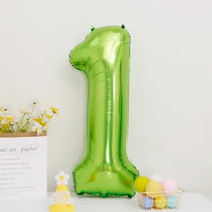 Large 40-inch grass green number 1 foil balloon for first birthday party decoration