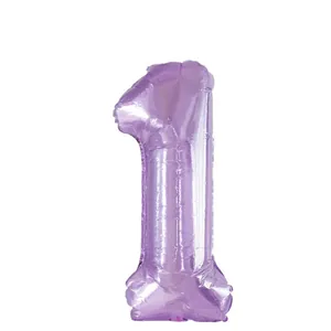 Globo número 1 lila cristal de 32 pulgadas para decoración de fiesta de cumpleaños
