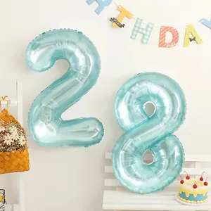 32-inch lichtblauwe kristallen cijferballonnen 2 en 8 voor verjaardagsfeest decoratie