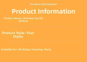 Carte d'info pour ballons bougies d'anniversaire en quatre styles pour fêtes