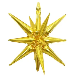 Macro-detail van de metallic textuur op een 22-inch gouden 3D stervormige folieballon