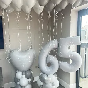 32-inch matte white number 65 nylon balloons for mum birthday party decoration
