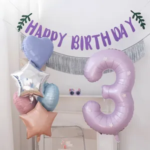 40-inch cream purple number 3 foil balloon with birthday party decoration kit