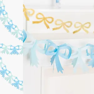Light blue butterfly paper bunting banner for princess birthday party wall decoration