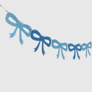 Blue felt bow garland for children party decorations and nursery background decor