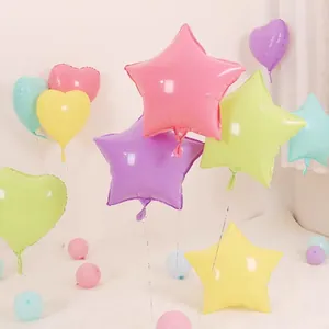 Palloncini in Pellicola di Alluminio da 18 Pollici Colore Macaron a Forma di Stella Cuore per Decorazioni Festa Compleanno Matrimonio
