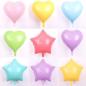 Palloncini in alluminio a stella e cuore macaron per decorazioni di compleanno