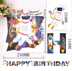 Astronaut theme happy birthday banner set for boys party decoration with size measurements