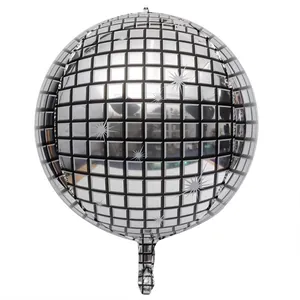 22-inch silver 4D disco ball foil balloon with metallic finish for party decorations