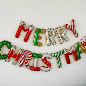 Merry Christmas letter ballonnen set in rood groen en goud voor kerstfeest decoratie artikelen