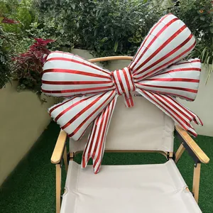 Large red and white striped bow balloon for outdoor birthday party and garden decoration