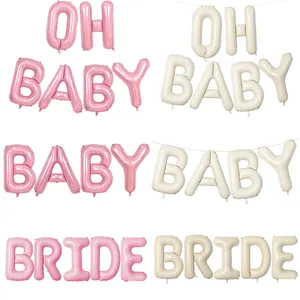 Creamy pink and white aluminum foil letter balloon set for OH BABY and BRIDE parties