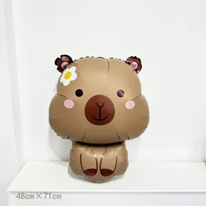 Mignon ballon en aluminium capybara brun pour fête d'anniversaire, taille 48x71cm