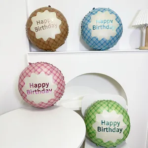 18-inch round plaid foil balloons with Happy Birthday print for party decor
