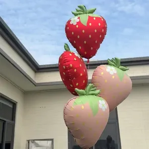 Matte Strawberry Shaped Aluminum Film Balloon Red Pink Fruit Foil Balloons For Kids Birthday Party Scene Decoration Photo Props