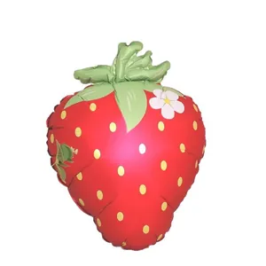 Matte red strawberry aluminum foil balloon for children's birthday party decoration