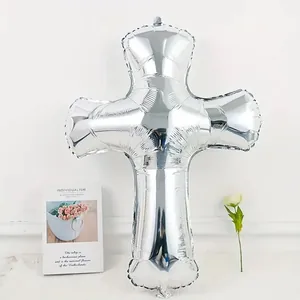 Palloncino in alluminio a croce argento per battesimo e decorazioni di cerimonie sacre