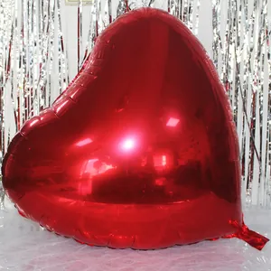 Large 32-inch red heart foil balloon with metallic finish for wedding party decoration