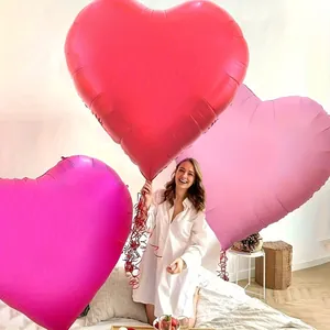 Reusachtige Hartvormige Aluminiumfolie Ballon Metalen Romantische 60 Inch Hartballon Voor Valentijnsdag Bruiloft Feest Decoratie Rood Roze Opblaasbare Ballon