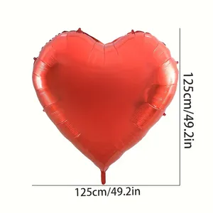 Grote 49-inch rode hartvormige aluminium ballon voor bruiloft en decoratie