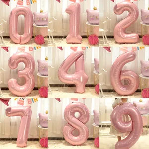 40 Inch Pearlescent Pink Number Foil Balloon Large Aluminum Film Digit Balloon For Kids Birthday Party Anniversary Celebration Decoration Photography Prop