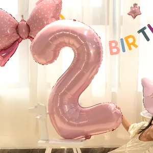 40-inch pearlescent pink number 2 foil balloon for baby girls second birthday party