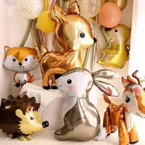 Globo de Película de Aluminio Animales del Bosque Dibujos Animados Zorro Erizo Ardilla Mapache Ciervo Conejo Oso Decoración