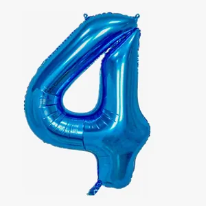 Palloncino numero 4 blu in alluminio per feste di compleanno e oggetti di scena