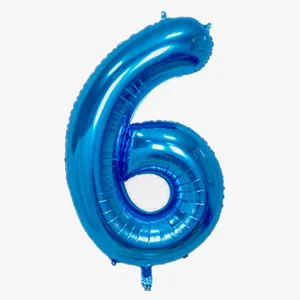 Palloncino in alluminio blu a forma di numero 6 per decorazioni di feste compleanni