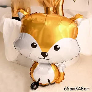 Globo de zorro de papel de aluminio dorado y plateado para fiesta temática de bosque