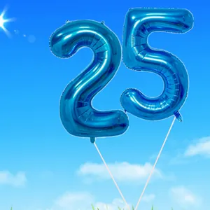 Palloncino numero 25 blu da 32 pollici decorativo per festa compleanno bambini