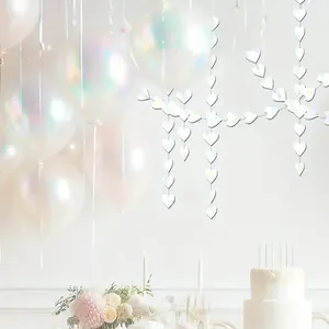 Iridescent heart-shaped hanging garland for birthday party and wedding wall decoration