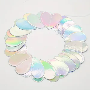Iridescent disco heart paper garlands for birthday party wall decoration backdrop