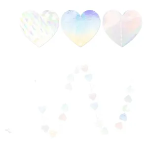 Iridescent disco heart paper garlands and hanging decorations for party background