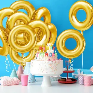 Golden Ring Aluminum Film Balloon Metallic O Shaped Foil Balloon For Birthday Wedding Valentine Day Party Decoration