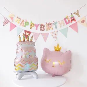 Kit de ballons en aluminium gâteau et chat pour décoration de fête d'anniversaire