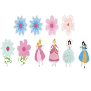 Set met cartoonbloemen en prinsessen voor verjaardagsdecoratie van babyfeestjes