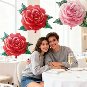 Romantic oil painting style rose foil balloons for Valentine's Day party decorations
