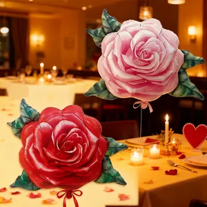 Romantic oil painting style rose foil balloon set for Valentine's Day party decoration