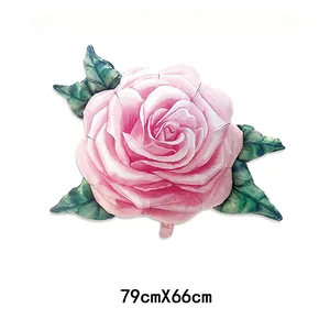 Detailed 79x66cm rose-shaped aluminum foil balloon for party and wedding decorations