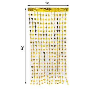 Golden star foil fringe curtain 1x2m for Christmas and birthday party wall decoration