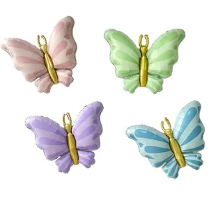 3D colorful butterfly foil balloons set in pink, green, purple and blue for party decor