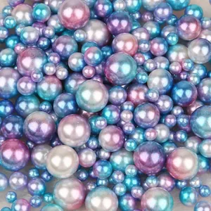 Iridescent No Hole ABS Faux Artificial Pearls Mixed Sizes For DIY Jewelry Making Nail Art Craft Accessories Decorative Round Beads
