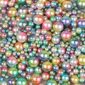 Iridescent ABS round faux pearls in mixed sizes for nail art and DIY jewelry making
