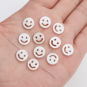 White freshwater shell smiley face beads for DIY handmade jewelry necklace and bracelet