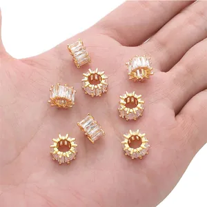 18K vergoldete Anhänger mit Zirkonia-Besatz für DIY-Schmuckherstellung