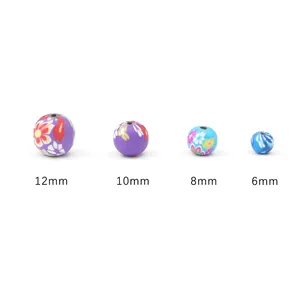 Perles colorées en pâte polymère à motifs floraux de 6mm à 12mm pour bijoux DIY