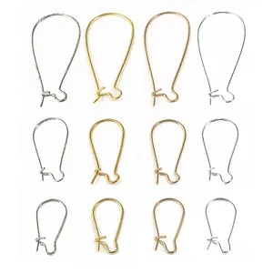Iron U-shaped kidney earring wires in assorted sizes and four metallic finishes for DIY