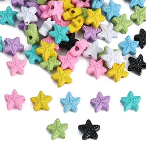 Perline colorate a forma di stella marina con superficie strutturata per gioielli fai-da-te