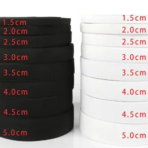 Flat Knitted Elastic Band For DIY Sewing Craft Apparel Accessories Stretch Ribbed Tape For Waistband Pants Black White Ribbon